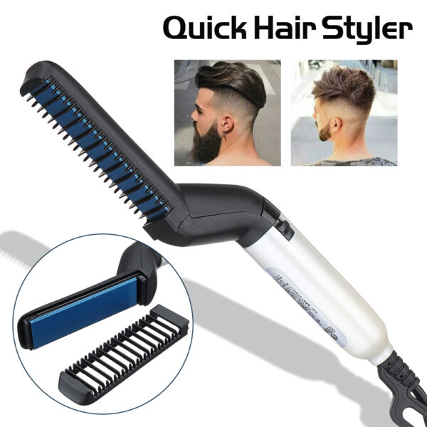 Electric Hair Straightener Brush,Men Quick Beard Straightener Styler Comb,Hair Straightening,Curly Hair Straightening Comb,Side Hair Detangling,Multifunctional Hair Curling Curler - Image 6